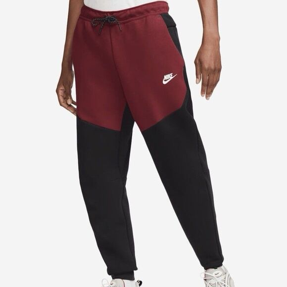Nike Sportswear Tech Fleece Men’s Size 2XL Dark Beetroot Black Jogger Pants - Picture 1 of 8